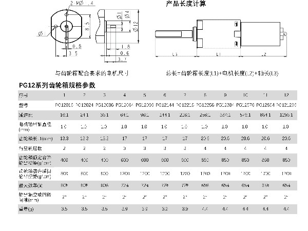 PG12系列行星齒輪電機